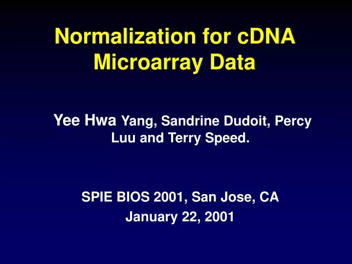 normalization for cdna microarray data n.