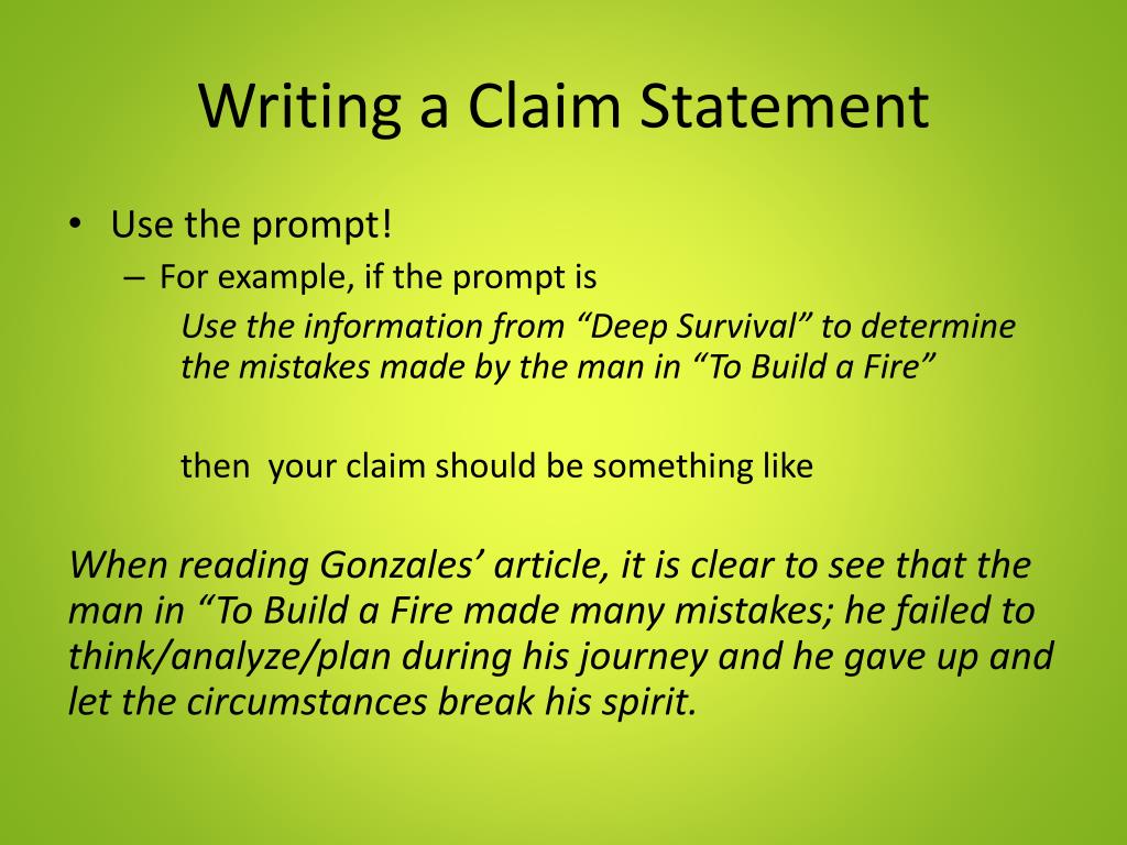 examples of a claim in writing