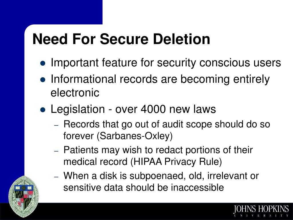 Secure deletion 2024