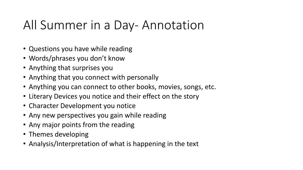 all summer in a day literary analysis