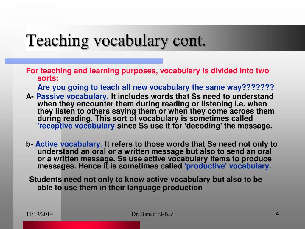 Teacher vocabulary