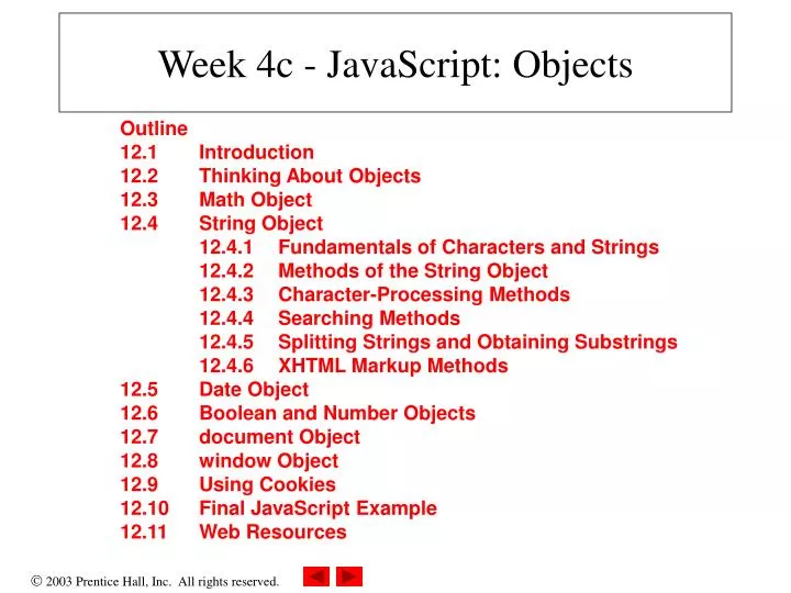 PPT - Week 4c - JavaScript: Objects PowerPoint Presentation, free ...