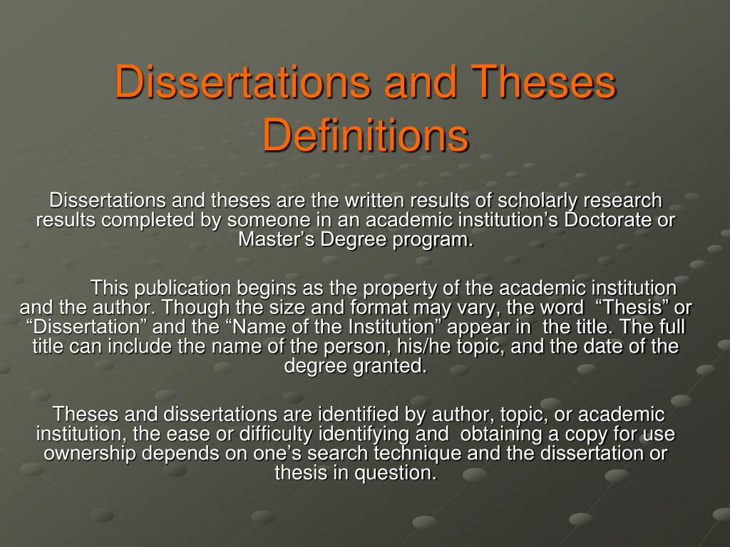 unpublished materials like theses and dissertations are known as