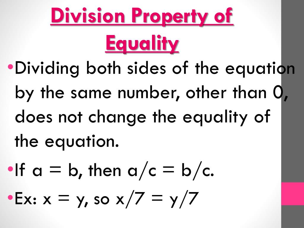 PPT Properties of Equality PowerPoint Presentation, free