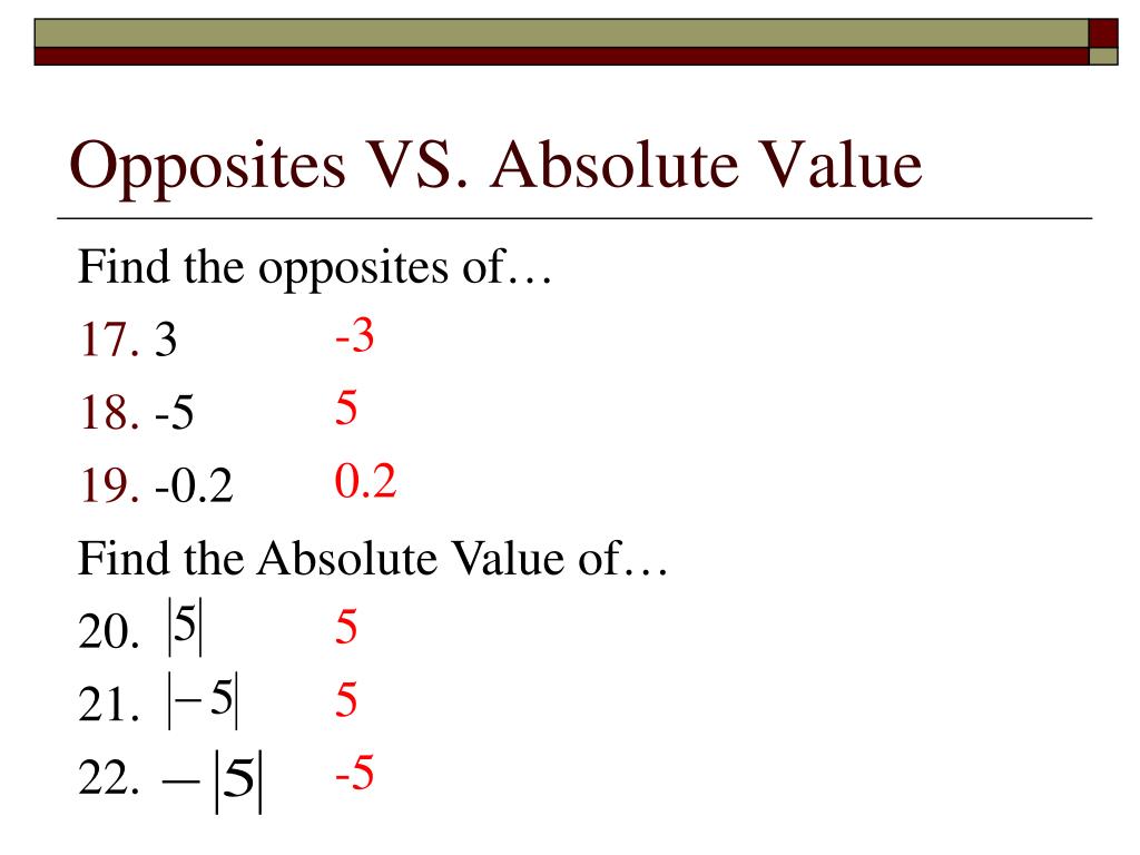 Absolute Value And Opposites Worksheet Printable Word Searches