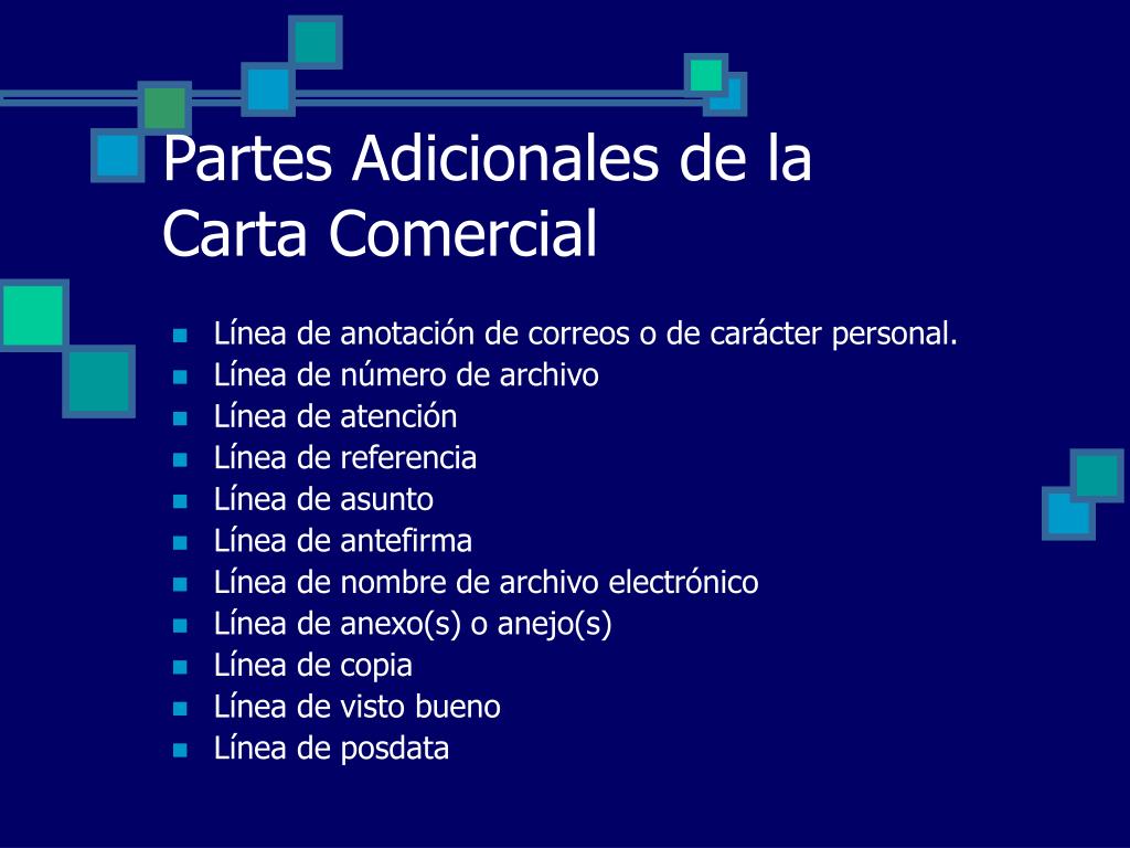 PPT - Partes Adicionales de la Carta Comercial PowerPoint Presentation -  ID:6868571