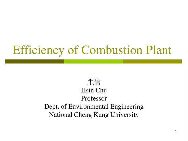 efficiency of combustion plant n.