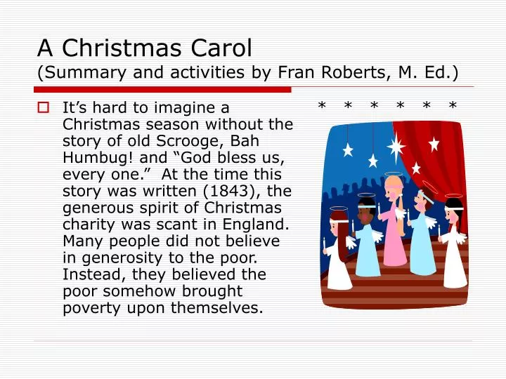 PPT - A Christmas Carol (Summary and activities by Fran Roberts, M. Ed.) PowerPoint Presentation ...