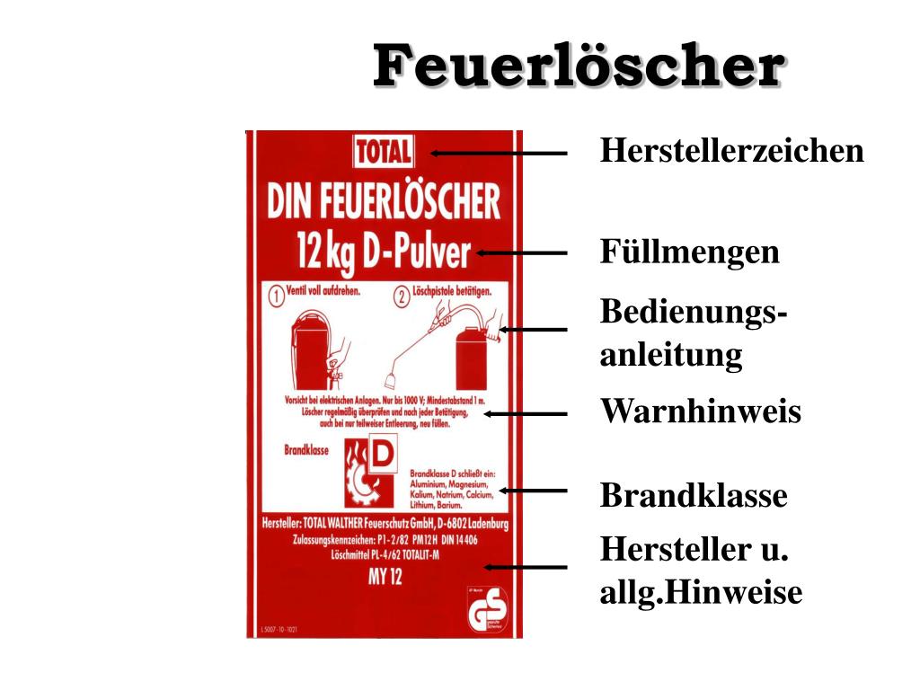 PPT - Richtiger Umgang mit Feuerlöschern PowerPoint Presentation, free  download - ID:6870845