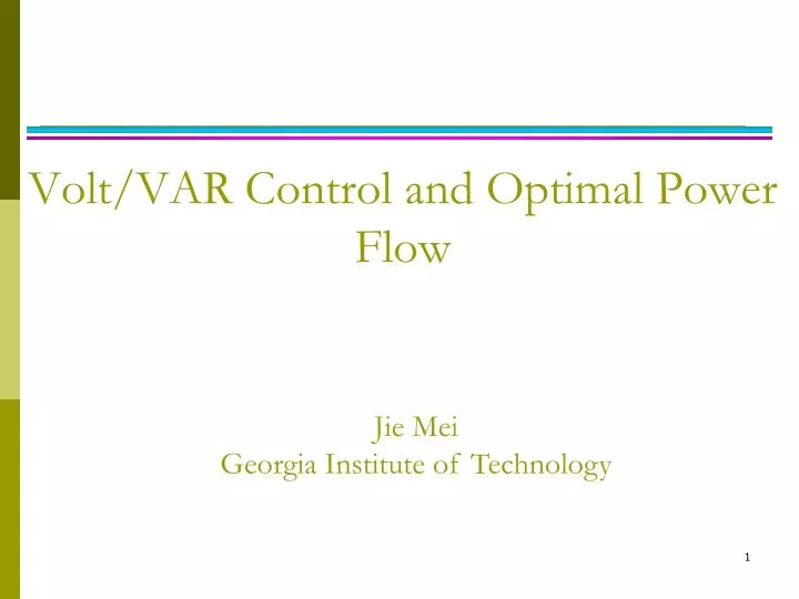 volt var control and optimal power flow n.