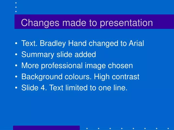 changes made to presentation n.