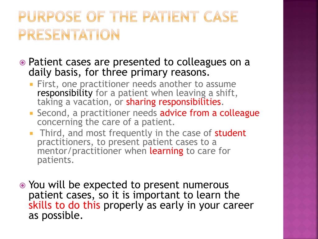 patient case presentation definition