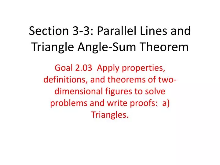 Ppt Section 3 3 Parallel Lines And Triangle Angle Sum