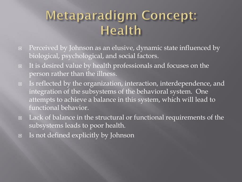 dorothy johnson behavioral system model metaparadigm