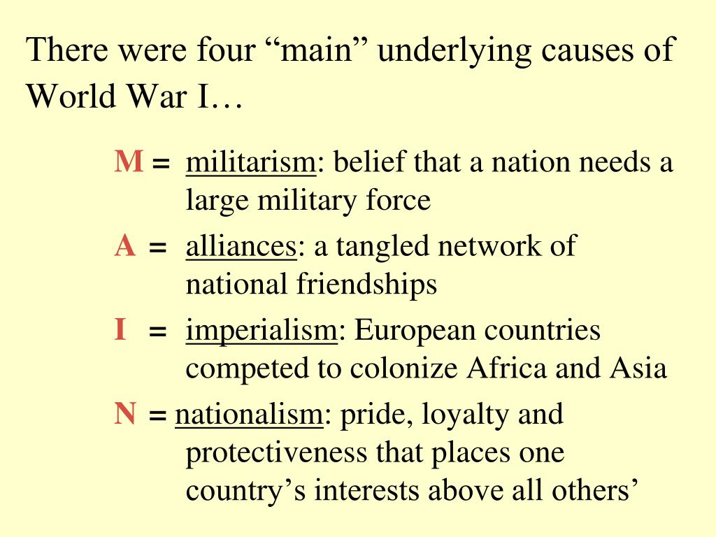 What Were The 4 Main Causes Of Ww1 Slideshare