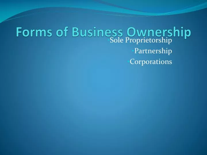 powerpoint presentation forms of business ownership