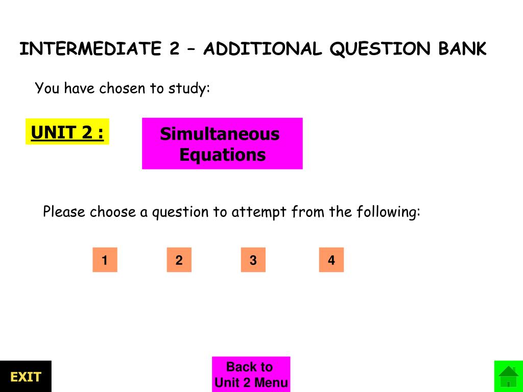 Units bank. Intermediate 2.