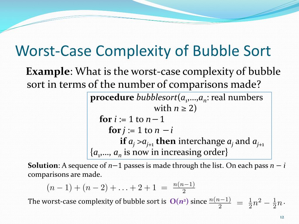 Bubble Sort Worst Case Comparisons