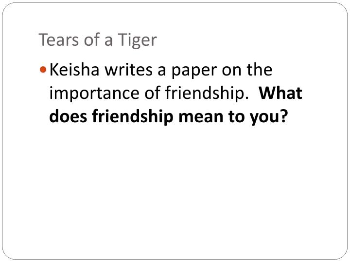 tears of a tiger essay