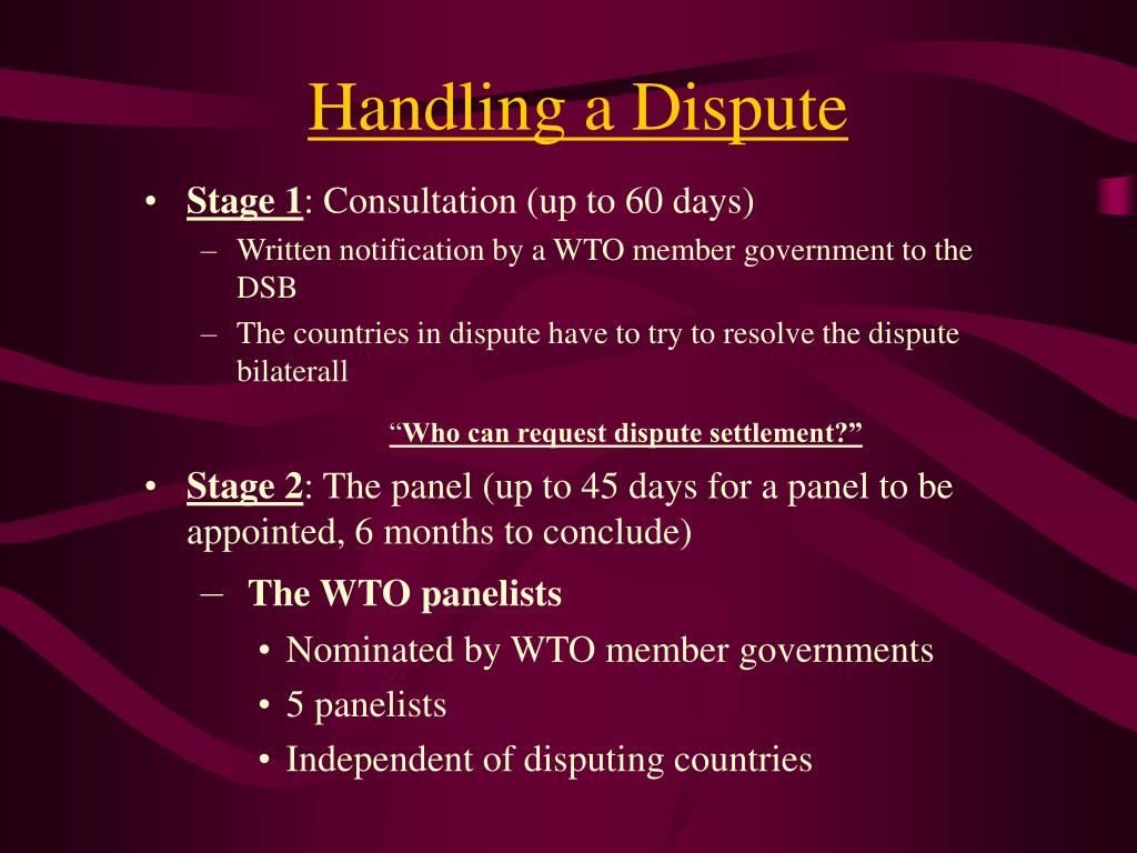 Ppt Wto Dispute Settlement Powerpoint Presentation Free Download Id6880739