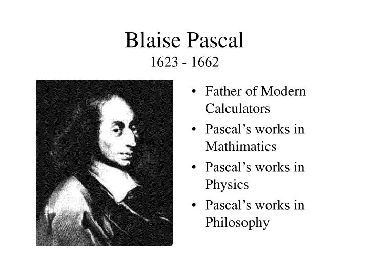 blaise pascal 1623 1662 n.