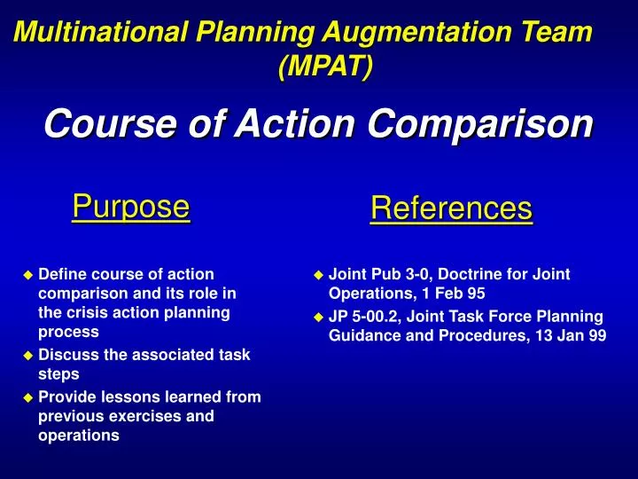PPT - Course of Action Comparison PowerPoint Presentation ...