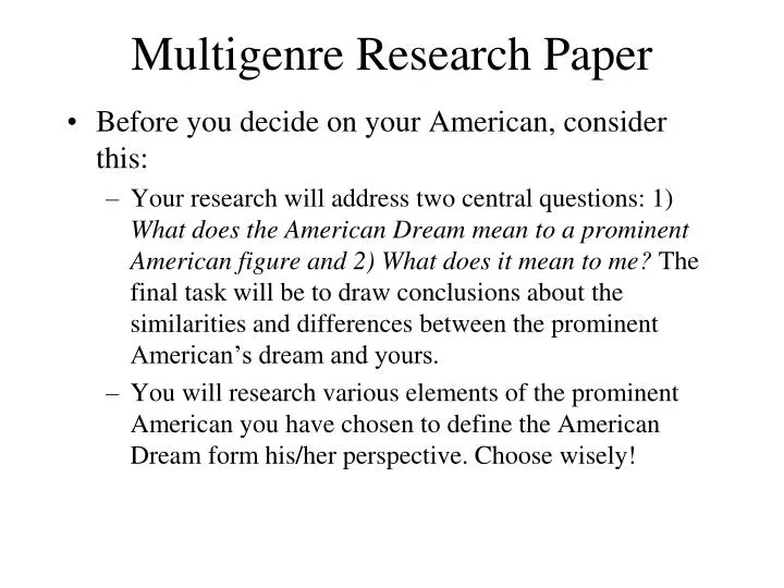 multigenre paper assignments
