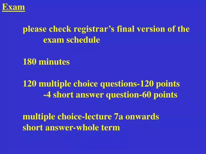 PPT Exam please check registrar’s final version of the exam schedule