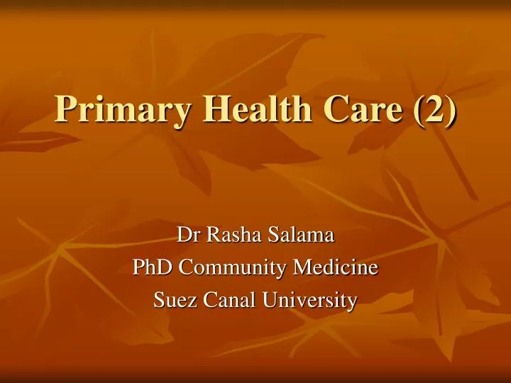 primary health care 2 n.