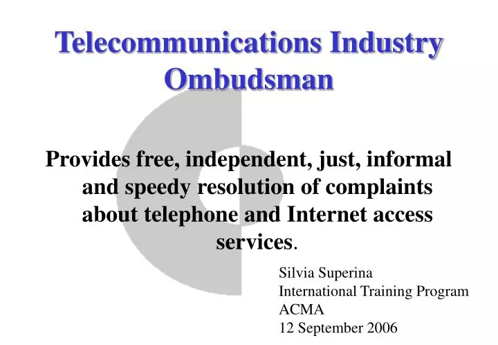 PPT - Telecommunications Industry Ombudsman PowerPoint Presentation ...