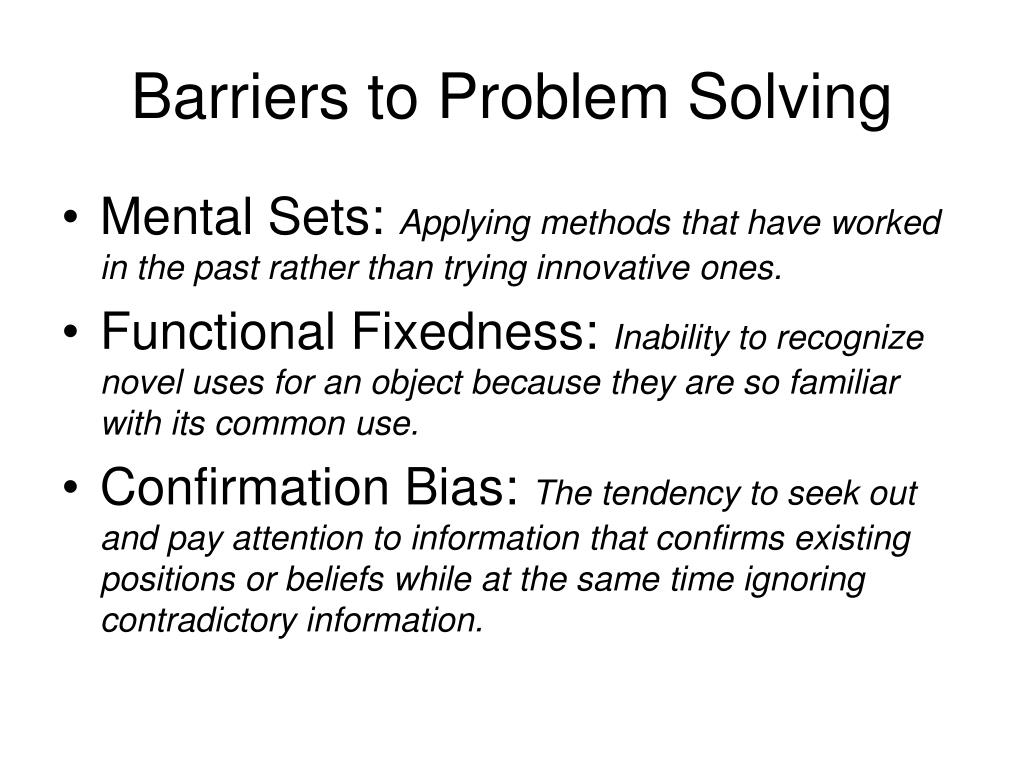 cognitive barriers to problem solving