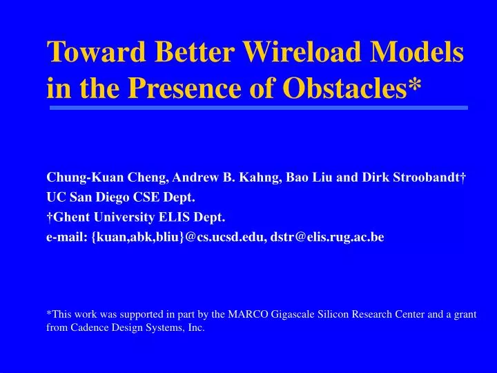 Ppt Toward Better Wireload Models In The Presence Of Obstacles Images, Photos, Reviews