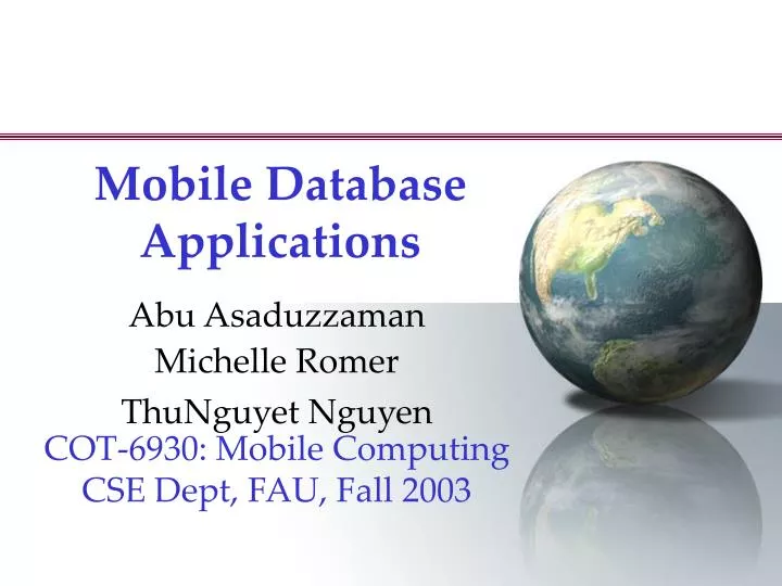 mobile database applications n.