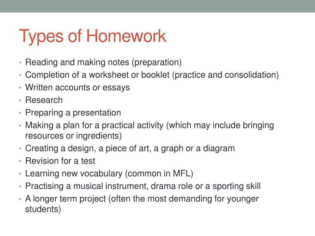 3 types of homework