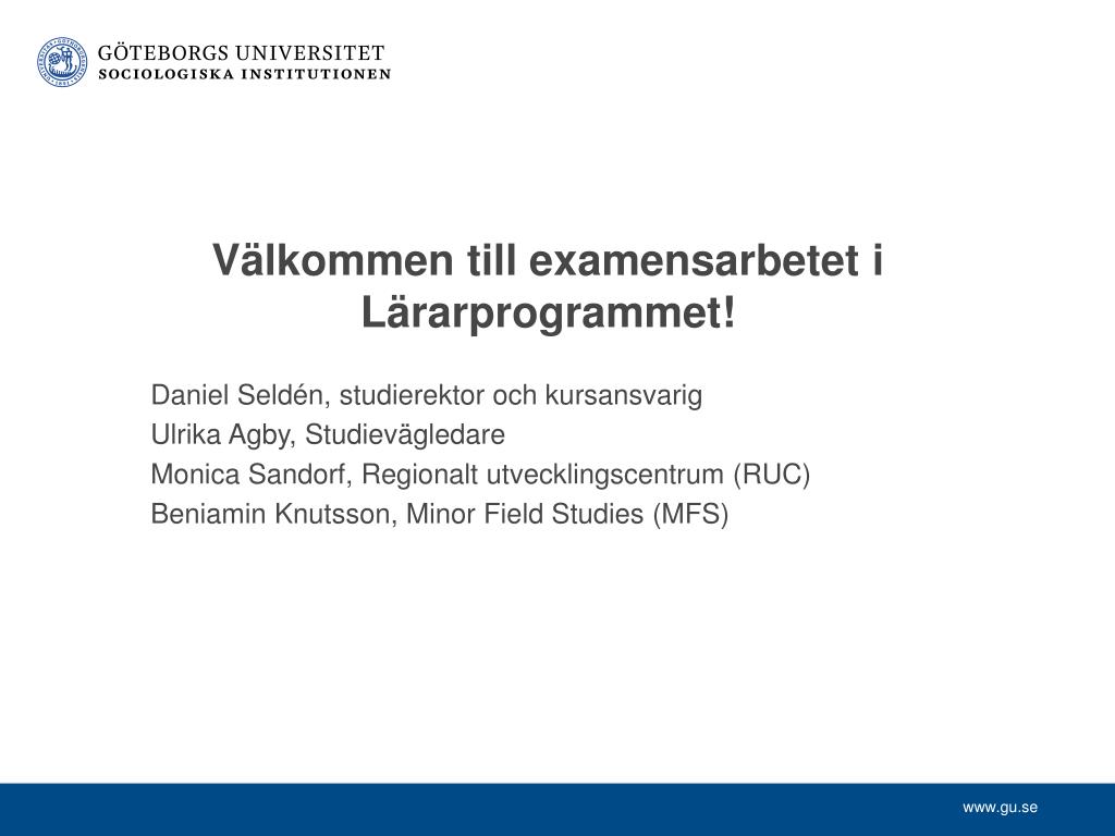 PPT - Välkommen Till Examensarbetet I Lärarprogrammet! PowerPoint ...