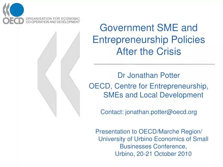 PPT - Government SME and Entrepreneurship Policies After the Crisis ...