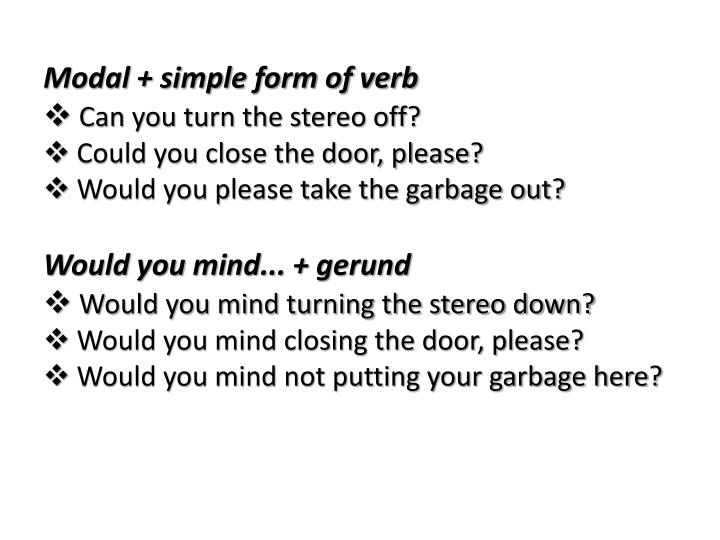 PPT Grammar Focus Request with Modals and Would you mind? PowerPoint