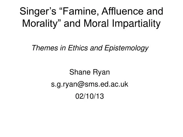 Famine, Affluence, and Morality Summary & Study Guide Description
