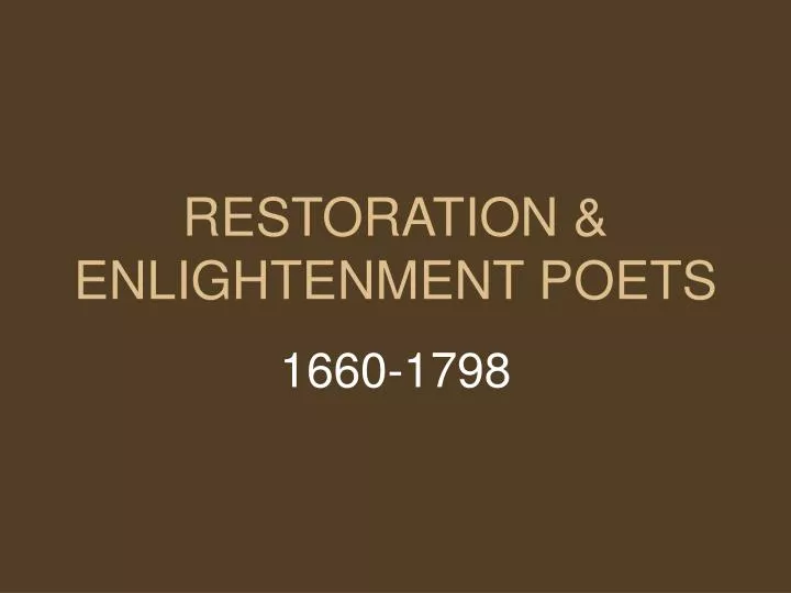 restoration enlightenment poets n.