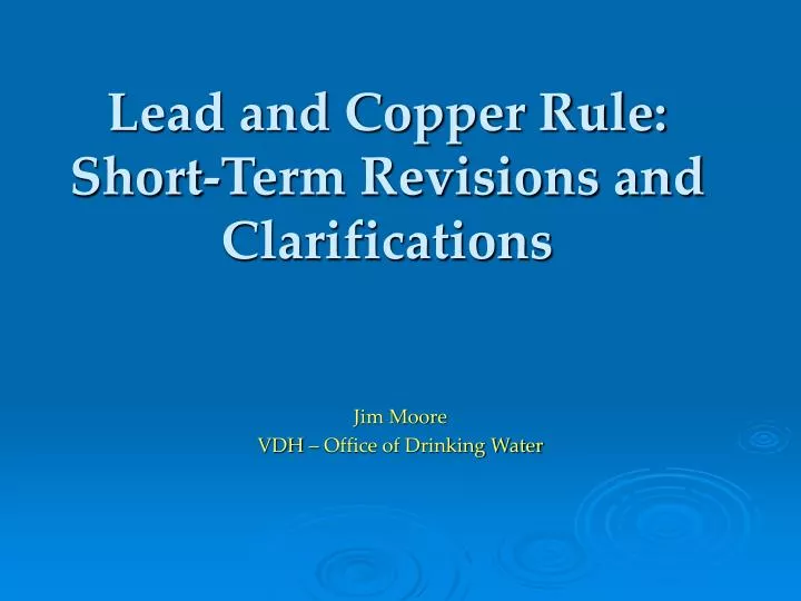 lead and copper rule revisions lead and copper rule revisions