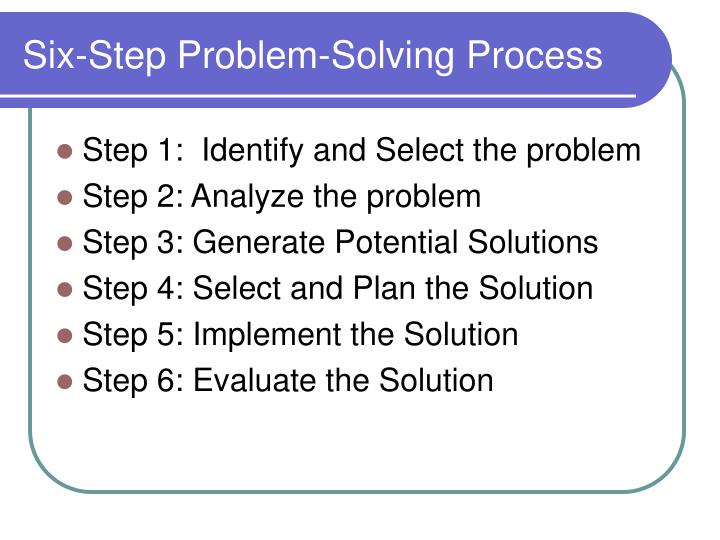 6. which problem solving step comes after implementing the plan