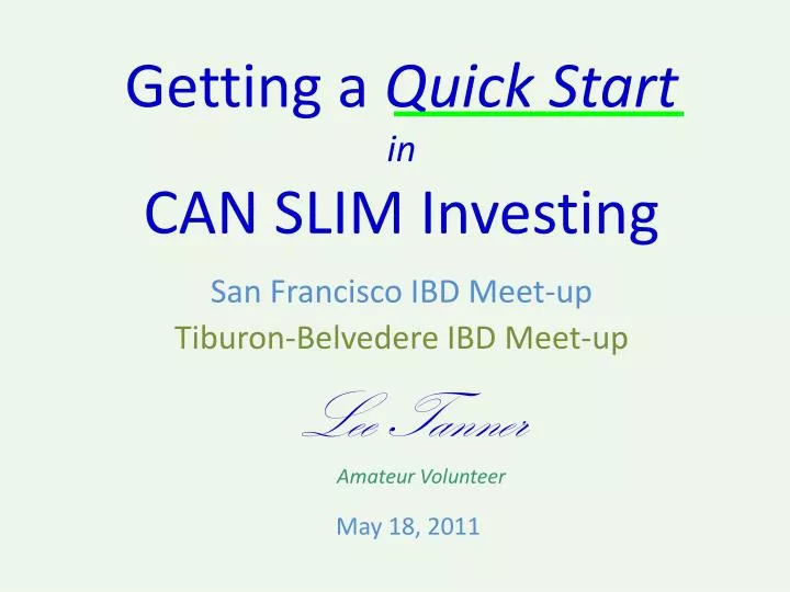 getting a quick start in can slim investing n.