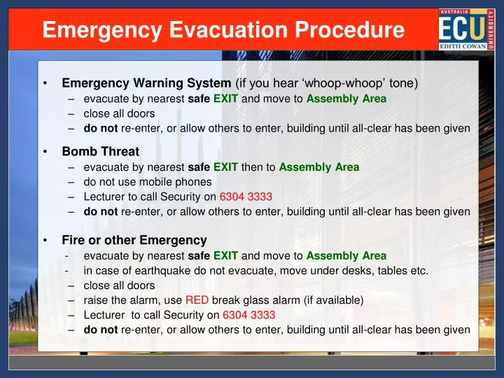 emergency evacuation procedure n.