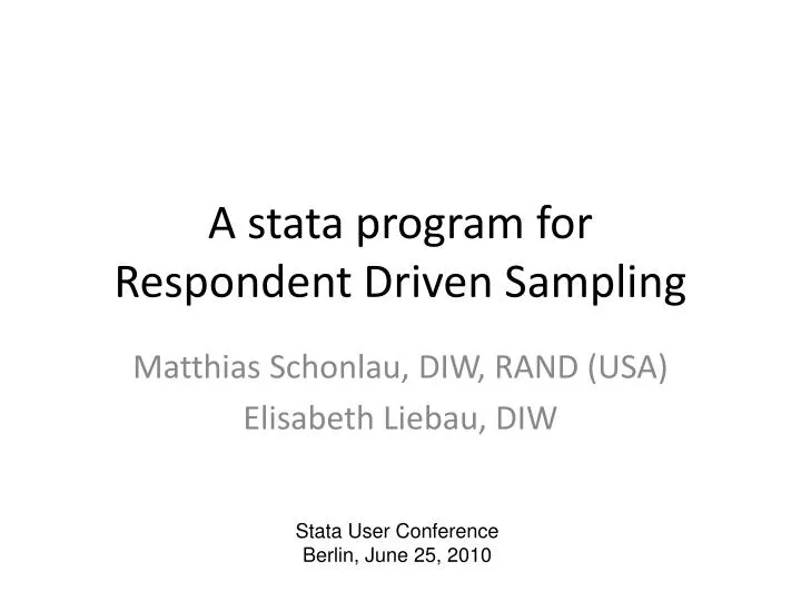 a stata program for respondent driven sampling n.