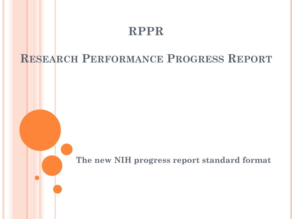 nih research performance progress report