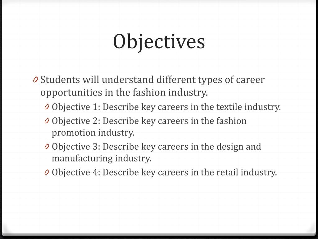 objectives of fashion presentation