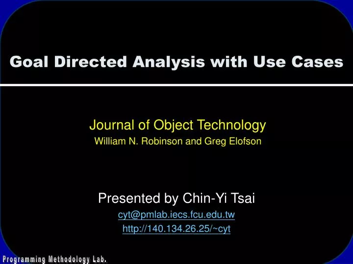 goal directed analysis with use cases n.
