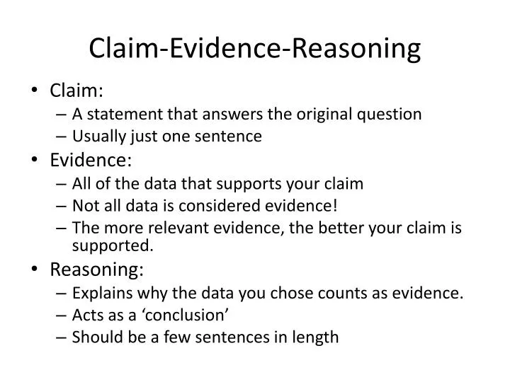 PPT Claim Evidence Reasoning PowerPoint Presentation Free Download 
