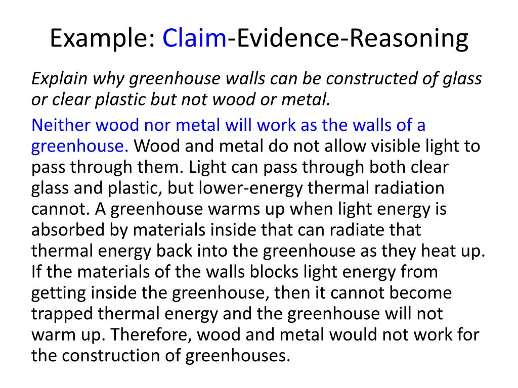 Claim Evidence Reasoning Science Examples claim-evidence-reasoning-science-examples