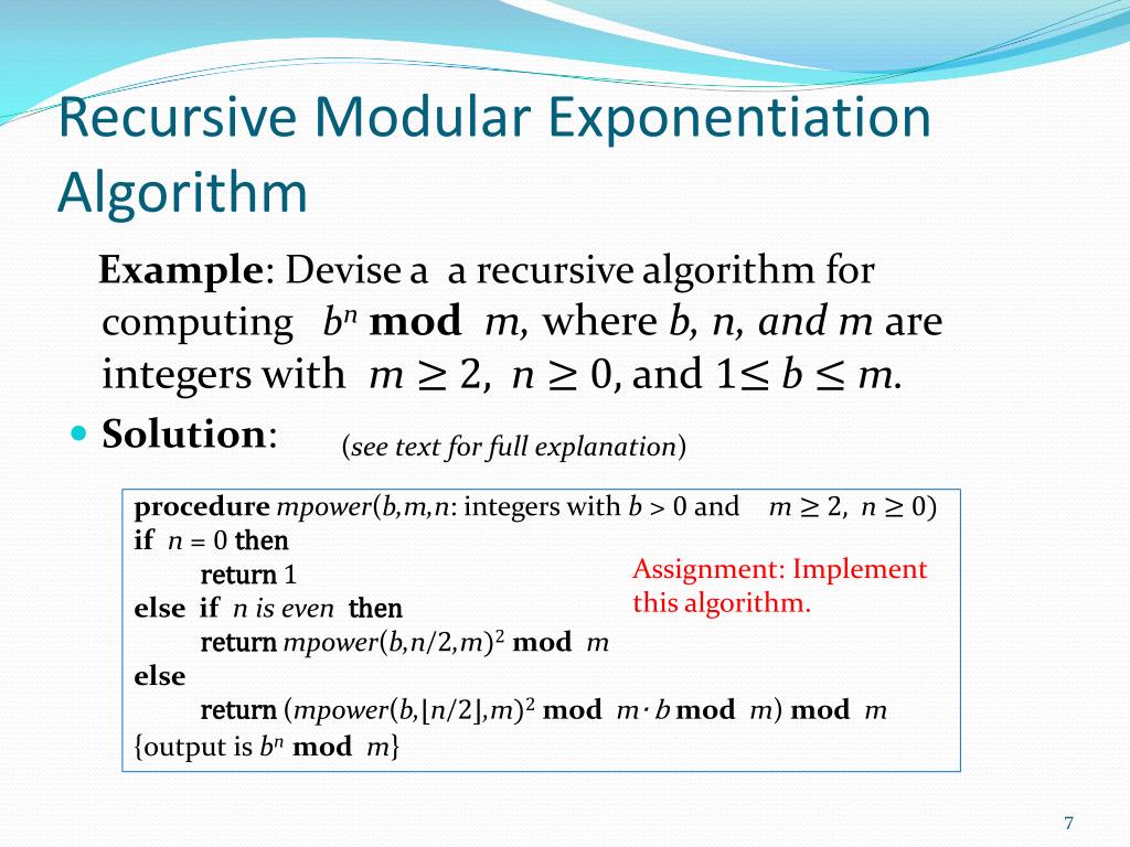 Recursion limit. Examples of algorithm. Exponentiation.